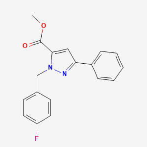 molecular formula C18H15FN2O2 B1475289 Methyl 1-(4-fluorobenzyl)-3-phenyl-1H-pyrazole-5-carboxylate CAS No. 1202029-10-4