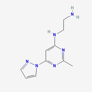 molecular formula C10H14N6 B1475291 N'-(2-methyl-6-pyrazol-1-yl-pyrimidin-4-yl)ethane-1,2-diamine CAS No. 1706441-95-3