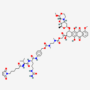 [2-oxo-2-[(2S,4S)-2,5,12-trihydroxy-7-methoxy-4-[[(2S,4R,6S,7S,9R,10S)-10-methoxy-6-methyl-5,8,11-trioxa-1-azatricyclo[7.4.0.02,7]tridecan-4-yl]oxy]-6,11-dioxo-3,4-dihydro-1H-tetracen-2-yl]ethyl] N-[2-[[4-[[(2S)-5-(carbamoylamino)-2-[[(2S)-2-[6-(2,5-dioxopyrrol-1-yl)hexanoylamino]-3-methylbutanoyl]amino]pentanoyl]amino]phenyl]methoxycarbonyl-methylamino]ethyl]-N-methylcarbamate