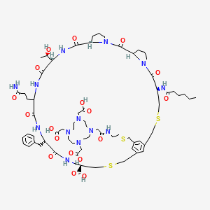 (5R,11S,17S,20S,26S,29R)-23-(3-amino-3-oxopropyl)-26-benzyl-5-(hexanoylamino)-20-[(1R)-1-hydroxyethyl]-6,12,18,21,24,27-hexaoxo-35-[2-[[2-[4,7,10-tris(carboxymethyl)-1,4,7,10-tetrazacyclododec-1-yl]acetyl]amino]ethylsulfanylmethyl]-3,31-dithia-7,13,19,22,25,28-hexazatetracyclo[31.3.1.07,11.013,17]heptatriaconta-1(37),33,35-triene-29-carboxylic acid