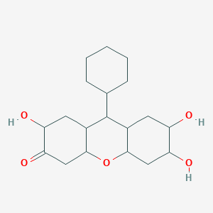 molecular formula C19H30O5 B14753748 9-Cyclohexyl-2,6,7-trihydroxy-1,2,4,4a,5,6,7,8,8a,9,9a,10a-dodecahydroxanthen-3-one 