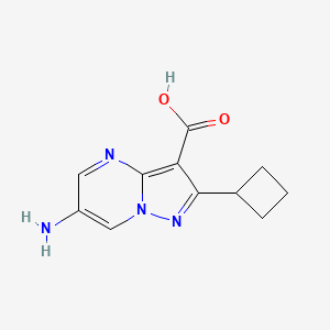 molecular formula C11H12N4O2 B1475394 6-Amino-2-cyclobutylpyrazolo[1,5-a]pyrimidine-3-carboxylic acid CAS No. 1897842-66-8