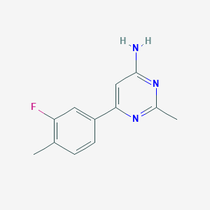 molecular formula C12H12FN3 B1475396 6-(3-Fluoro-4-methylphenyl)-2-methylpyrimidin-4-amine CAS No. 1552257-11-0