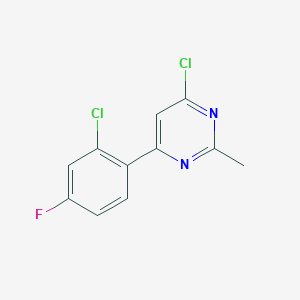 molecular formula C11H7Cl2FN2 B1475403 4-Chloro-6-(2-chloro-4-fluorophenyl)-2-methylpyrimidine CAS No. 1546083-42-4