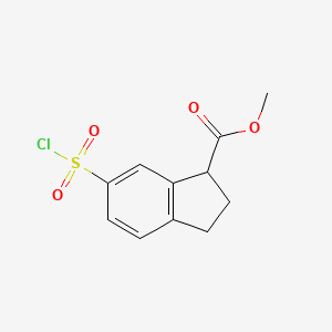 molecular formula C11H11ClO4S B14754113 6-chlorosulfonyl-2,3-dihydro-1H-indene-1-carboxylic acid methyl ester CAS No. 934757-53-6