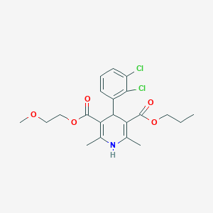 molecular formula C21H25Cl2NO5 B14754185 2-Methoxyethyl propyl 4-(2,3-dichlorophenyl)-2,6-dimethyl-1,4-dihydropyridine-3,5-dicarboxylate CAS No. 74073-28-2