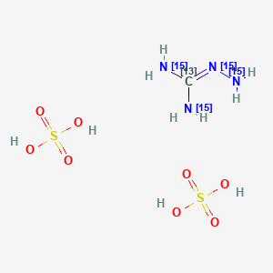 molecular formula CH10N4O8S2 B14754190 2-(15N)azanyl(13C)guanidine;sulfuric acid 