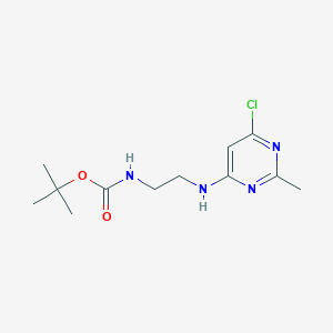 molecular formula C12H19ClN4O2 B1475435 Tert-butyl (2-((6-chloro-2-methylpyrimidin-4-yl)amino)ethyl)carbamate CAS No. 1694306-53-0