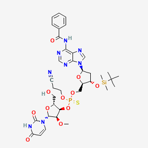 O-(((2R,3S,5R)-5-(6-Benzamido-9H-purin-9-yl)-3-((tert-butyldimethylsilyl)oxy)tetrahydrofuran-2-yl)methyl) O-(2-cyanoethyl) O-((2R,3R,4R,5R)-5-(2,4-dioxo-3,4-dihydropyrimidin-1(2H)-yl)-2-(hydroxymethyl)-4-methoxytetrahydrofuran-3-yl) phosphorothioate