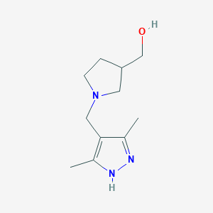 molecular formula C11H19N3O B1475529 (1-((3,5-二甲基-1H-吡唑-4-基)甲基)吡咯烷-3-基)甲醇 CAS No. 1595557-80-4