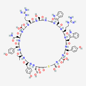 molecular formula C92H120N24O26S B14755309 (3R,6S,9S,12S,15S,18S,24S,27S,30S,33S,36S,39S,42S,45S)-33-(2-amino-2-oxoethyl)-15,27-bis(3-carbamimidamidopropyl)-45-(carboxymethyl)-6,30-bis[(1S)-1-hydroxyethyl]-24-(hydroxymethyl)-9,36,42-tris[(4-hydroxyphenyl)methyl]-12,18-bis(1H-indol-3-ylmethyl)-5,8,11,14,17,20,23,26,29,32,35,38,41,46,47-pentadecaoxo-39-propan-2-yl-1-thia-4,7,10,13,16,19,22,25,28,31,34,37,40,43,44-pentadecazacyclooctatetracontane-3-carboxylic acid 