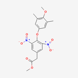 molecular formula C18H18N2O8 B14755361 Methyl 2-[4-(4-methoxy-3,5-dimethylphenoxy)-3,5-dinitrophenyl]acetate 