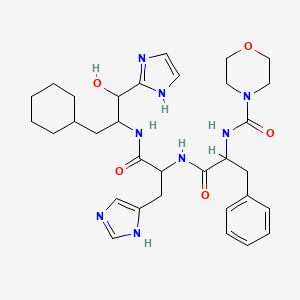 N-[1-[[1-[[3-cyclohexyl-1-hydroxy-1-(1H-imidazol-2-yl)propan-2-yl]amino]-3-(1H-imidazol-5-yl)-1-oxopropan-2-yl]amino]-1-oxo-3-phenylpropan-2-yl]morpholine-4-carboxamide