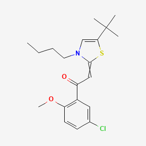 molecular formula C20H26ClNO2S B14755838 Ethanone, 2-[3-butyl-5-(1,1-dimethylethyl)-2(3H)-thiazolylidene]-1-(5-chloro-2-methoxyphenyl)-, (2Z)- 