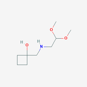 molecular formula C9H19NO3 B1475598 1-{[(2,2-ジメトキシエチル)アミノ]メチル}シクロブタン-1-オール CAS No. 1597783-64-6