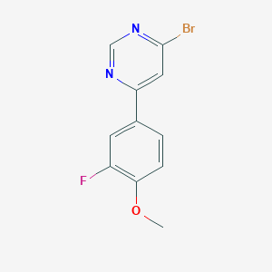 molecular formula C11H8BrFN2O B1475629 4-Bromo-6-(3-fluoro-4-methoxyphenyl)pyrimidine CAS No. 1595872-52-8