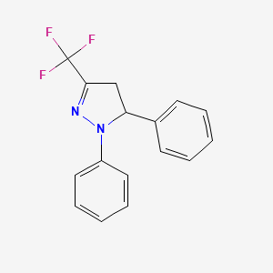 molecular formula C16H13F3N2 B14756493 1,5-Diphenyl-3-(trifluoromethyl)-4,5-dihydro-1H-pyrazole CAS No. 966-65-4