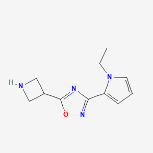 molecular formula C11H14N4O B1475682 5-(azetidin-3-yl)-3-(1-ethyl-1H-pyrrol-2-yl)-1,2,4-oxadiazole CAS No. 2097994-58-4