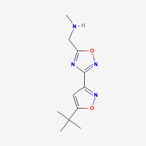 molecular formula C11H16N4O2 B1475686 1-(3-(5-(tert-Butyl)isoxazol-3-yl)-1,2,4-oxadiazol-5-yl)-N-methylmethanamin CAS No. 2098042-01-2