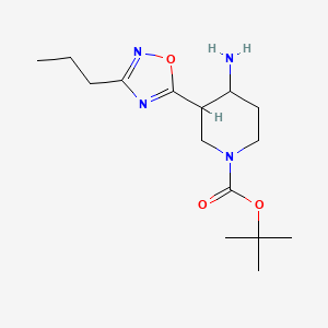 molecular formula C15H26N4O3 B1475694 Tert-butyl 4-amino-3-(3-propyl-1,2,4-oxadiazol-5-yl)piperidine-1-carboxylate CAS No. 2097994-25-5