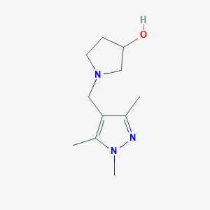 molecular formula C11H19N3O B1475702 1-((1,3,5-trimethyl-1H-pyrazol-4-yl)methyl)pyrrolidin-3-ol CAS No. 2092728-73-7