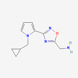 molecular formula C11H14N4O B1475708 (3-(1-(cyclopropylmethyl)-1H-pyrrol-2-yl)-1,2,4-oxadiazol-5-yl)methanamine CAS No. 2098058-14-9