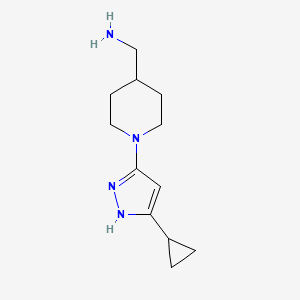 molecular formula C12H20N4 B1475719 (1-(5-cyclopropyl-1H-pyrazol-3-yl)piperidin-4-yl)methanamine CAS No. 2097943-17-2