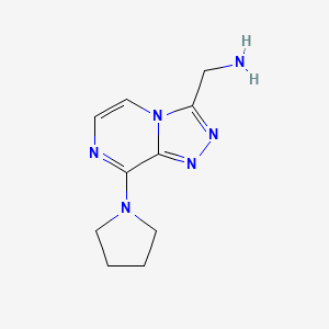 molecular formula C10H14N6 B1475731 (8-(Pyrrolidin-1-yl)-[1,2,4]triazolo[4,3-a]pyrazin-3-yl)methanamine CAS No. 2098058-55-8