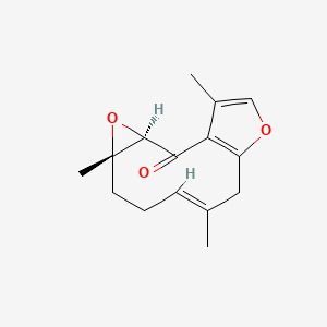 molecular formula C15H18O3 B14757365 (3R,5S,8E)-5,9,14-trimethyl-4,12-dioxatricyclo[9.3.0.03,5]tetradeca-1(11),8,13-trien-2-one 