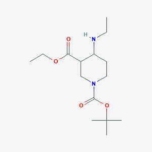 molecular formula C15H28N2O4 B1475745 1-(Terc-butil) 3-etil 4-(etilamino)piperidina-1,3-dicarboxilato CAS No. 2098081-62-8