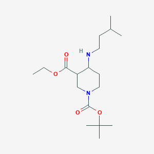 molecular formula C18H34N2O4 B1475746 1-(Terc-butil) 3-etil 4-(isopentilamino)piperidina-1,3-dicarboxilato CAS No. 2098081-83-3