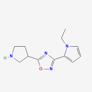 molecular formula C12H16N4O B1475771 3-(1-ethyl-1H-pyrrol-2-yl)-5-(pyrrolidin-3-yl)-1,2,4-oxadiazole CAS No. 2098029-98-0