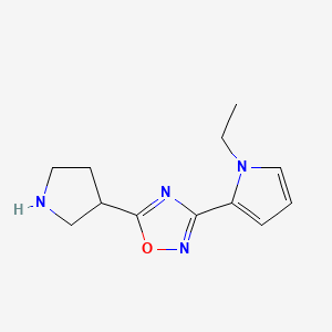 molecular formula C12H16N4O B1475771 3-(1-乙基-1H-吡咯-2-基)-5-(吡咯啉-3-基)-1,2,4-噁二唑 CAS No. 2098029-98-0