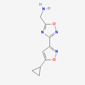 molecular formula C9H10N4O2 B1475776 (3-(5-环丙基异恶唑-3-基)-1,2,4-恶二唑-5-基)甲胺 CAS No. 2098121-56-1