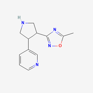 molecular formula C12H14N4O B1475780 5-Methyl-3-(4-(pyridin-3-yl)pyrrolidin-3-yl)-1,2,4-oxadiazole CAS No. 2098042-12-5