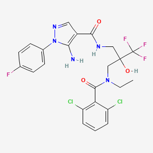 5-amino-N-(2-((2,6-dichloro-N-ethylbenzamido)methyl)-3,3,3-trifluoro-2-hydroxypropyl)-1-(4-fluorophenyl)-1H-pyrazole-4-carboxamide