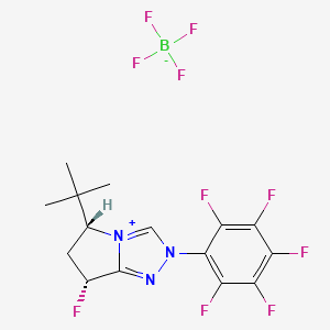 molecular formula C15H14BF10N3 B14758947 (5R,7R)-5-tert-butyl-7-fluoro-2-(2,3,4,5,6-pentafluorophenyl)-6,7-dihydro-5H-pyrrolo[2,1-c][1,2,4]triazol-4-ium;tetrafluoroborate 