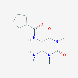 molecular formula C12H18N4O3 B014759 6-氨基-5-[(环戊烷甲酰基)氨基]-1,3-二甲基尿嘧啶 CAS No. 887352-43-4