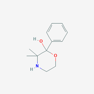 molecular formula C12H17NO2 B14759473 3,3-Dimethyl-2-phenylmorpholin-2-ol CAS No. 1015-11-8