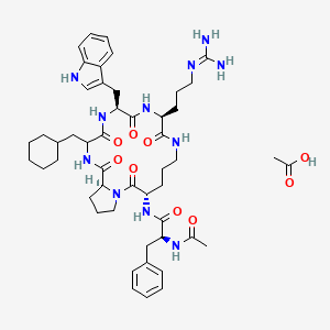 (2S)-2-acetamido-N-[(3S,9S,12S,18S)-15-(cyclohexylmethyl)-9-[3-(diaminomethylideneamino)propyl]-12-(1H-indol-3-ylmethyl)-2,8,11,14,17-pentaoxo-1,7,10,13,16-pentazabicyclo[16.3.0]henicosan-3-yl]-3-phenylpropanamide;acetic acid