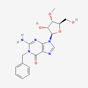 2-Amino-1-benzyl-9-((2R,3R,4S,5R)-3-hydroxy-5-(hydroxymethyl)-4-methoxytetrahydrofuran-2-yl)-1,9-dihydro-6H-purin-6-one