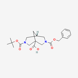 molecular formula C21H28N2O6 B14760591 (5R)-3-((Benzyloxy)carbonyl)-7-(tert-butoxycarbonyl)-3,7-diazabicyclo[3.3.1]nonane-1-carboxylic acid 