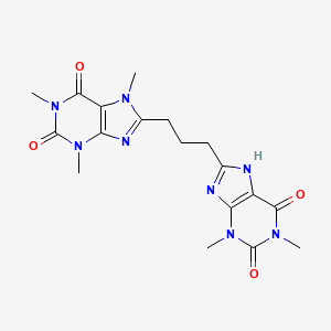 molecular formula C18H22N8O4 B14760659 8-[3-(1,3-Dimethyl-2,6-dioxo-2,3,6,7-tetrahydro-1h-purin-8-yl)propyl]-1,3,7-trimethyl-3,7-dihydro-1h-purine-2,6-dione CAS No. 7252-38-2