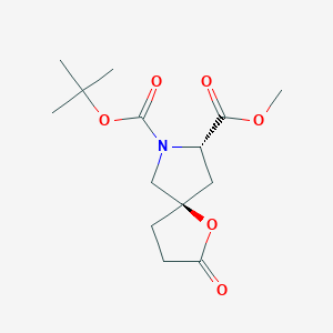 molecular formula C14H21NO6 B14760784 1-Oxa-7-azaspiro[4.4]nonane-7,8-dicarboxylic acid, 2-oxo-, 7-(1,1-dimethylethyl) 8-methyl ester, (5R-trans)-(9CI) 