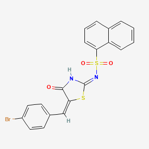 molecular formula C20H13BrN2O3S2 B14760789 N-[(5E)-5-(4-bromobenzylidene)-4-oxo-4,5-dihydro-1,3-thiazol-2-yl]naphthalene-1-sulfonamide 