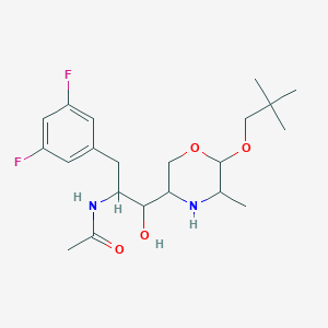 molecular formula C21H32F2N2O4 B14761478 N-[3-(3,5-difluorophenyl)-1-[6-(2,2-dimethylpropoxy)-5-methylmorpholin-3-yl]-1-hydroxypropan-2-yl]acetamide 