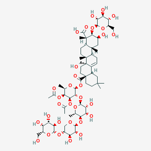 (2S,3R,4S,4aR,6aR,6bR,8aS,12aS,14aR,14bR)-8a-[(2S,3R,4S,5S,6R)-4,5-diacetyloxy-3-[(2S,3R,4S,5R,6S)-5-[(2S,3R,4R,5R)-3,4-dihydroxy-5-[(2S,3R,4S,5R,6R)-3,4,5-trihydroxy-6-(hydroxymethyl)oxan-2-yl]oxyoxan-2-yl]oxy-3,4-dihydroxy-6-methyloxan-2-yl]oxy-6-methyloxan-2-yl]oxycarbonyl-2-hydroxy-6b-(hydroxymethyl)-4,6a,11,11,14b-pentamethyl-3-[(2R,3R,4S,5S,6R)-3,4,5-trihydroxy-6-(hydroxymethyl)oxan-2-yl]oxy-1,2,3,4a,5,6,7,8,9,10,12,12a,14,14a-tetradecahydropicene-4-carboxylic acid