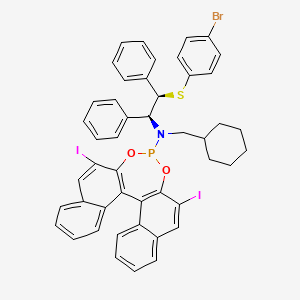 molecular formula C47H39BrI2NO2PS B14761681 N-[(1S,2R)-2-(4-bromophenyl)sulfanyl-1,2-diphenylethyl]-N-(cyclohexylmethyl)-10,16-diiodo-12,14-dioxa-13-phosphapentacyclo[13.8.0.02,11.03,8.018,23]tricosa-1(15),2(11),3,5,7,9,16,18,20,22-decaen-13-amine 