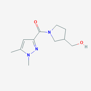 molecular formula C11H17N3O2 B1476190 (1,5-dimethyl-1H-pyrazol-3-yl)(3-(hydroxymethyl)pyrrolidin-1-yl)methanone CAS No. 1694394-78-9
