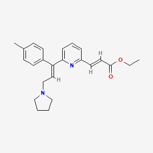 molecular formula C24H28N2O2 B14762163 Ethyl (E)-3-(6-((E)-3-(pyrrolidin-1-yl)-1-(p-tolyl)prop-1-en-1-yl)pyridin-2-yl)acrylate 